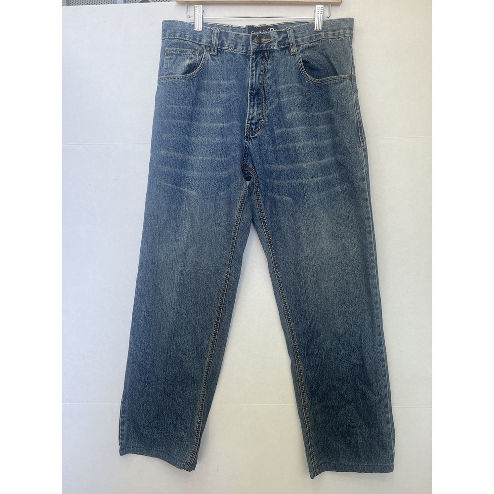 Ron Chereskin Men's Denim Blue Destressed Jeans Size 32X32 100% Cotton